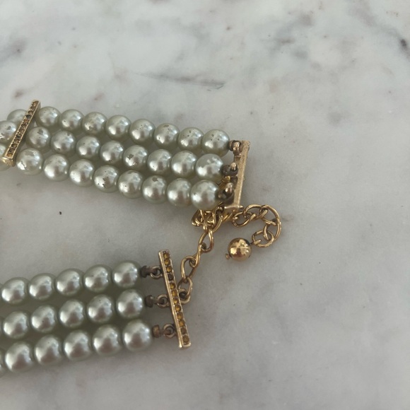 Vintage Kenneth Lane Multi Strand Faux Pearl Choker Elegant Gold and Pearl - Picture 4 of 7